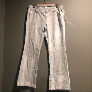 Metro 7 Patterned Grey Mid Rise Flare Denim Jeans 16